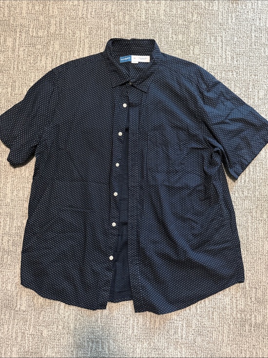 Old Navy Other - Old Navy Men's Dark Blue Short-Sleeve Button-Down with White Dot Print